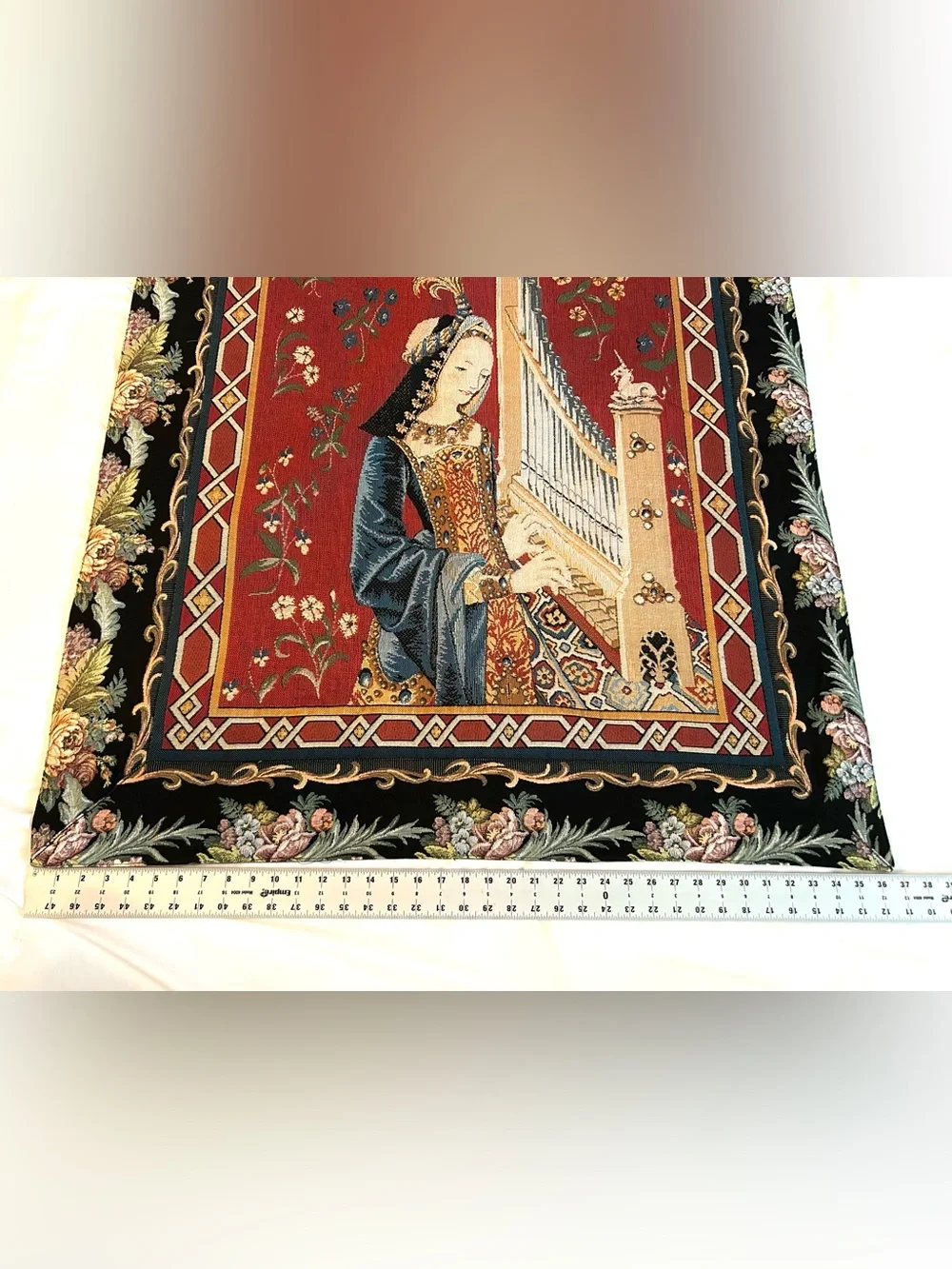 Dame A La Licorn Lady & Unicorn Hearing Organ‎ Renaissance Tapestry Wall Hanging
